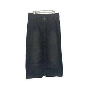 Carolina Blues Womens Dark Denim Long Skirt Size 10 With Back Slit 100% Cotton